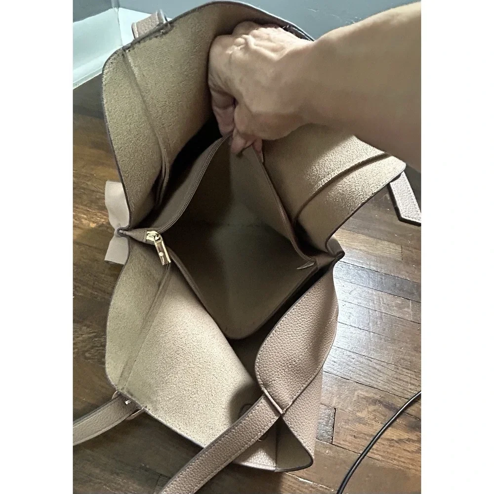 Susan Robert's Squared Beige/pink Slouchy Hobo Leather Bag Boho Western Timeless